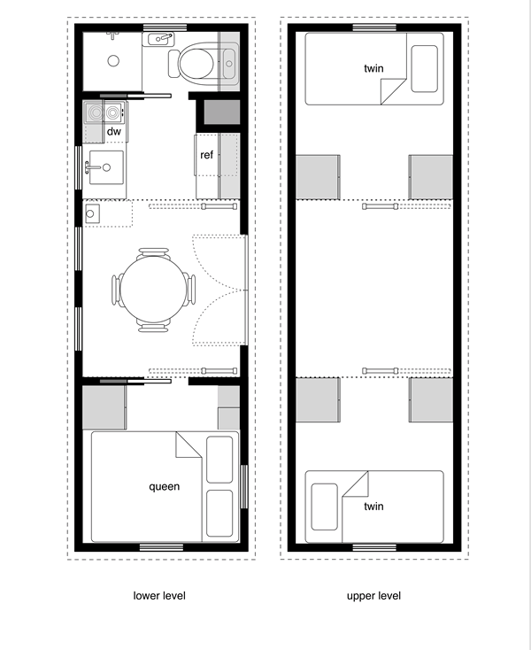 8x24 tiny house floor plan for a family