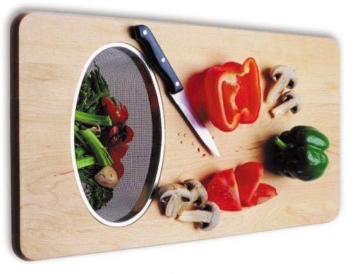 This over-the-sink cutting board creates extra counter space with built-in drainage thanks to the handy strainer. This tiny house kitchen essential, maximizes your space.
