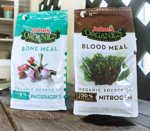 bone meal and blood meal in bags