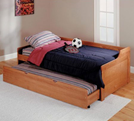 A standard trundle bed for childrens bedroom