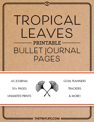 tropical leaves printable bullet journal pages PDF
