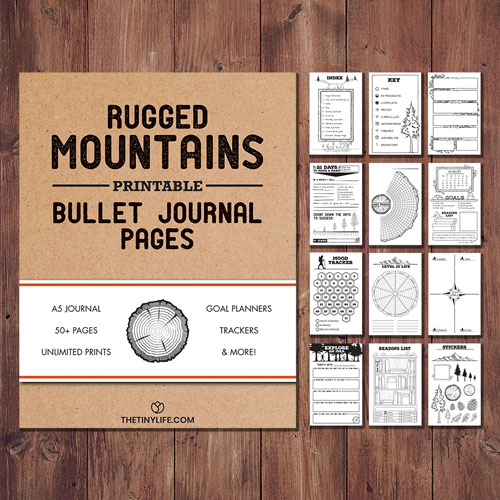 Rugged moutain masculin printable PDF bullet journal downloadable