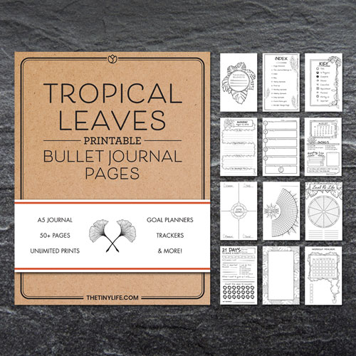 tropical leaves PDF printable