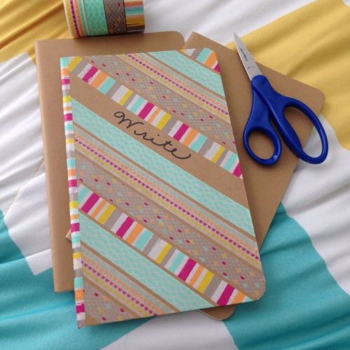 diagonal washi tape journal cover