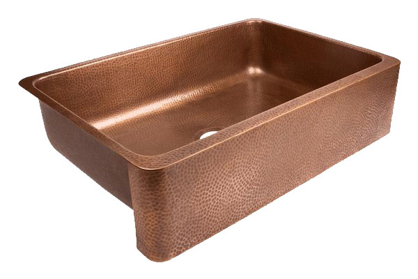 Copper is a unique material for a tiny house kitchen sink.