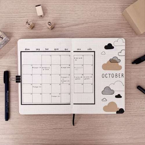 monthly calendar view for your bullet journal