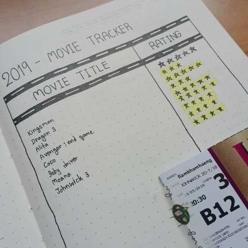 movies log and rating bullet journal