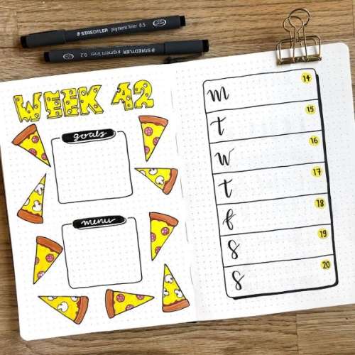pizza theme weekly spread
