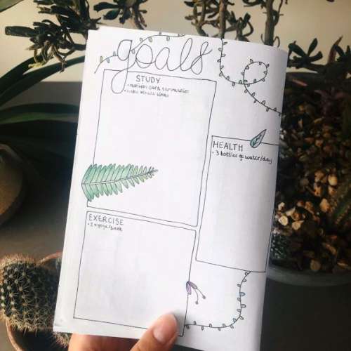 simple goals page in bujo