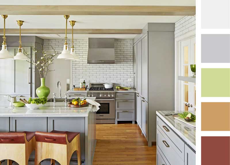 This grey and white kitchen with subway tile feels light, airy and open.