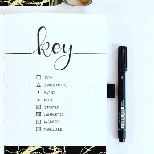 stylized text key for your bullet journal