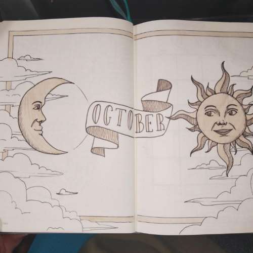 sun and moon two page spread