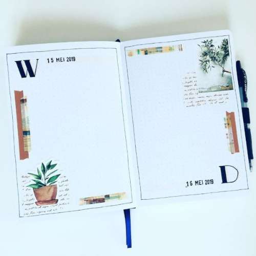 washi tape and simple text bujo page decorations