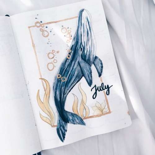 whale sketch in bullet journal