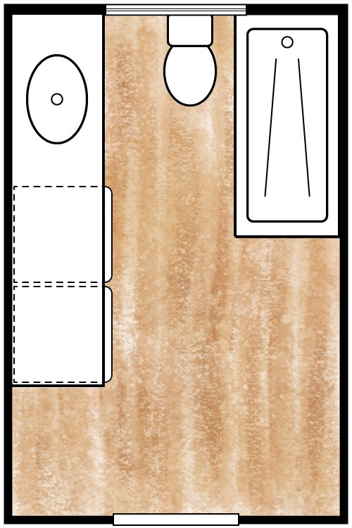 off grid tiny house bathroom with laundry floorplan layout