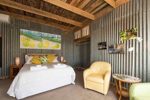 bedroom in converted shed home