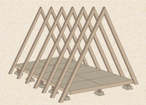 Build main roof and walls of a-frame