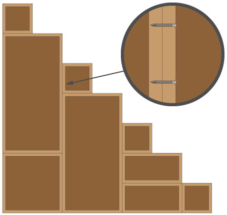assemble boxes into stairs and screw together