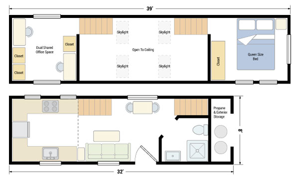 40 Foot Floorplan for Tiny House gooseneck