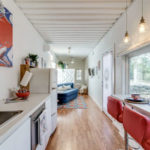open galley kitchen of a tiny home for rent in texas