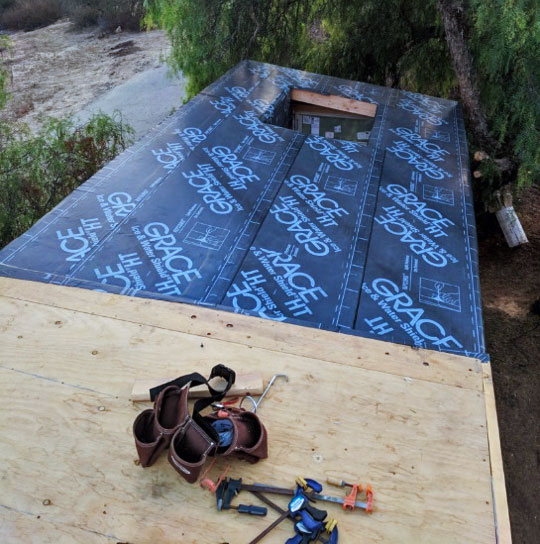 roof underlayment in place