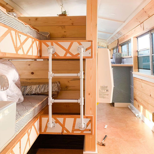bunkbeds in a skoolie