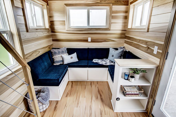 tiny house living room bench built in