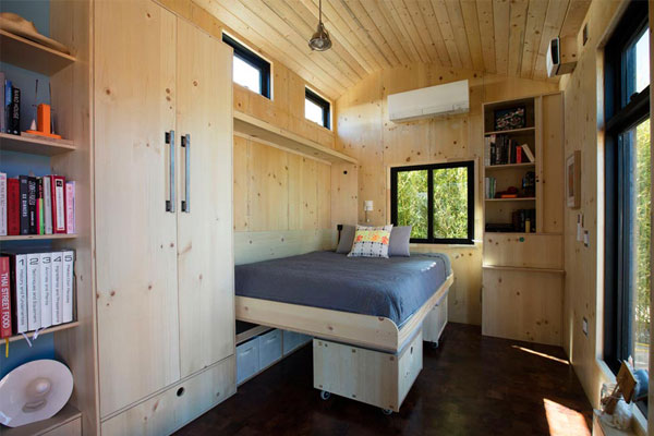 tiny house murphy bed open