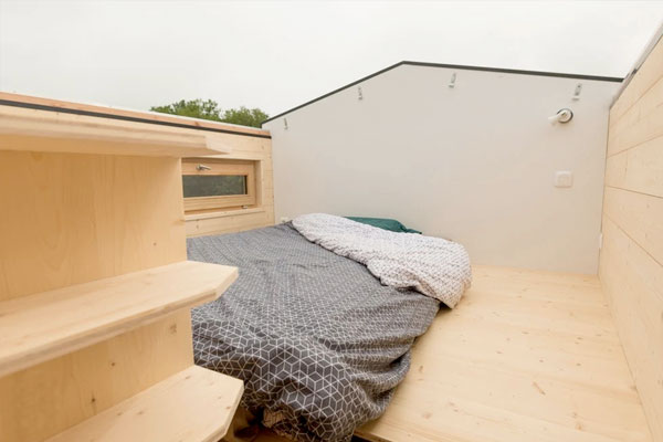 open rooftop deck on tiny house