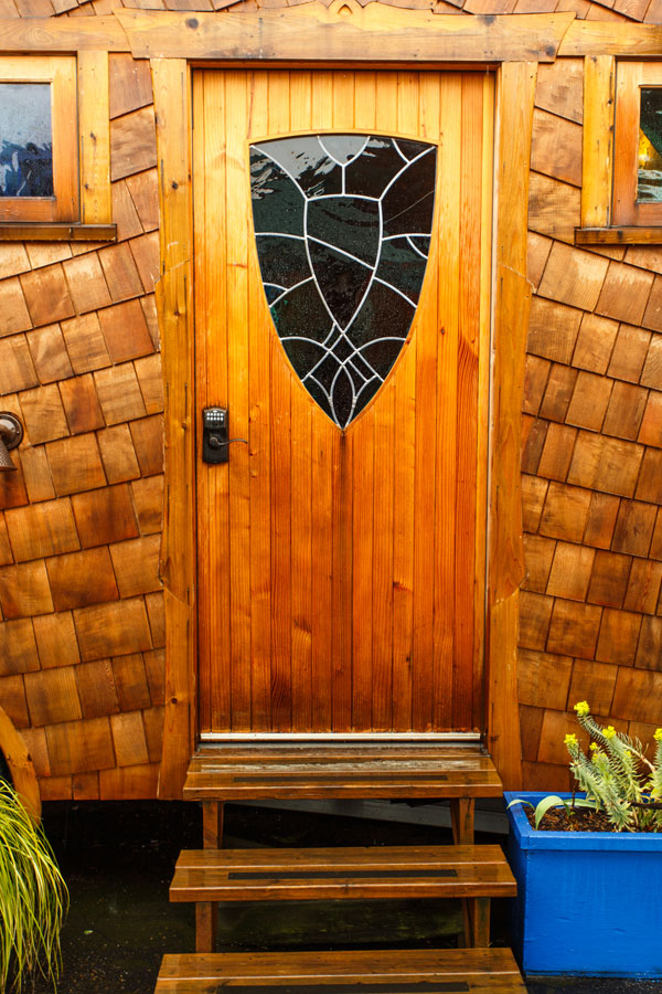 glass fornt door on tiny home