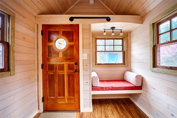 solid wood entry door on tiny house