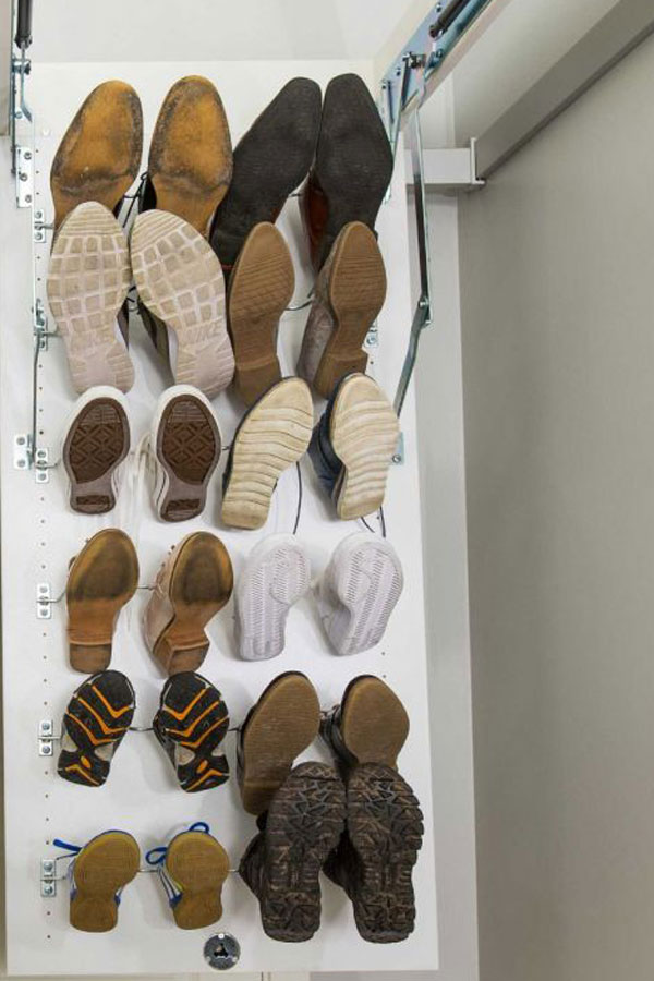 tiny home hidden ceiling storage shoes