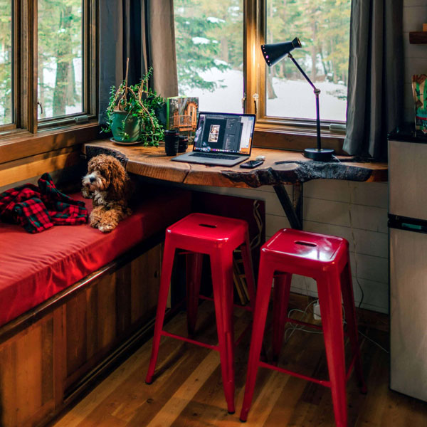 making use of space in a tiny house office