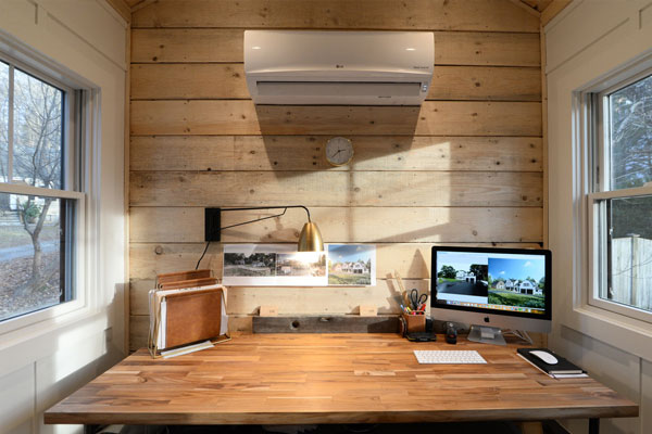 office setup in tiny house