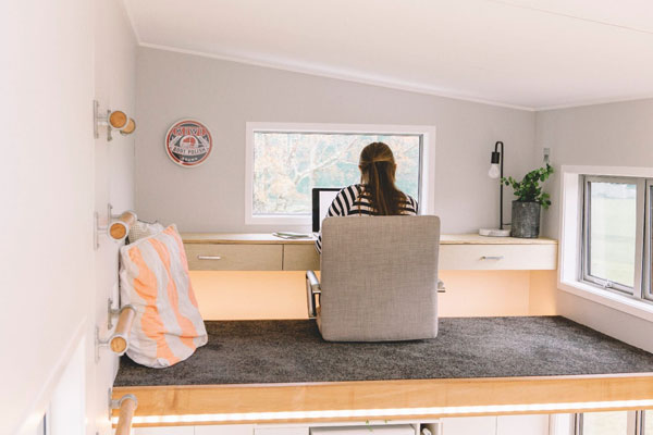 tiny house office comfortable seating