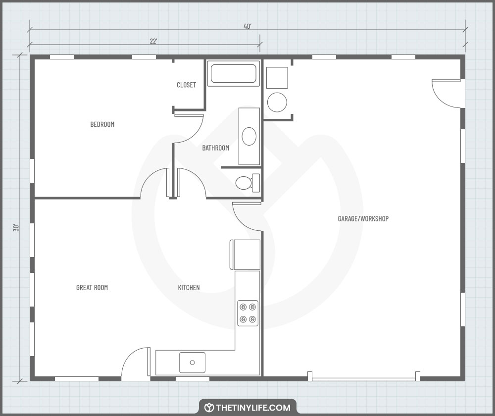 medium size barndominium floorplan
