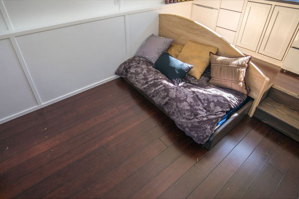 hidden pull out drawer bed in a tiny house