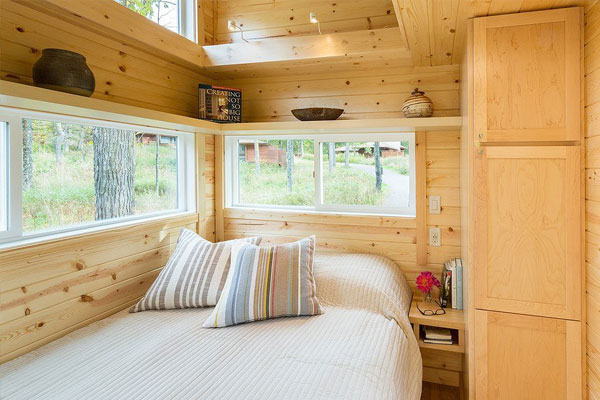 tiny home with bedroom nook on first floor