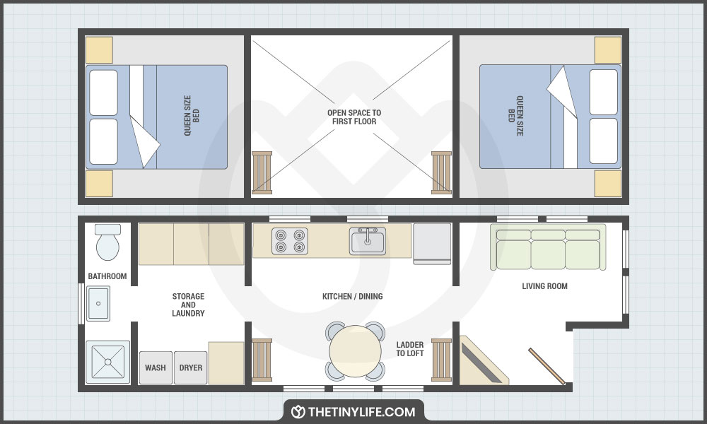 Two Story Tiny House floorplan With Guest Bedroom