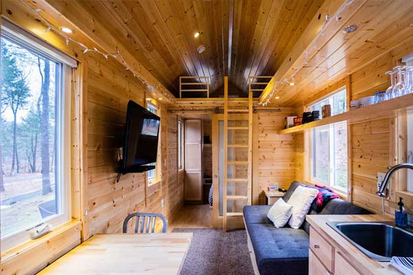 enclosed bedroom in tiny home