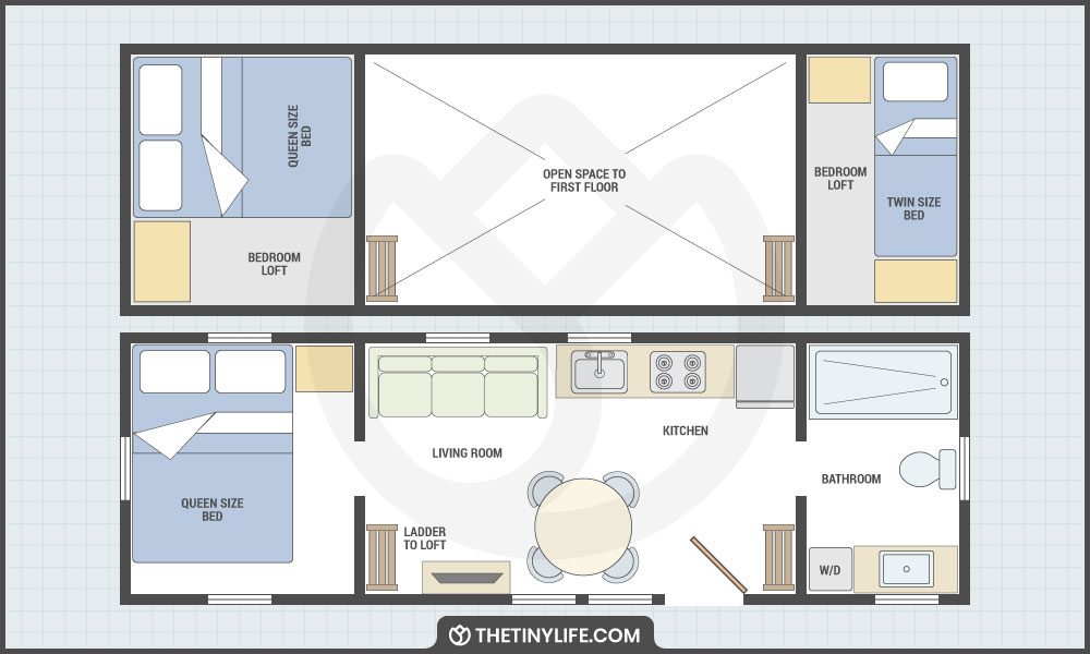 three bedroom tiny house floorplan