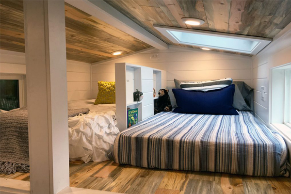 two beds in tiny house loftt