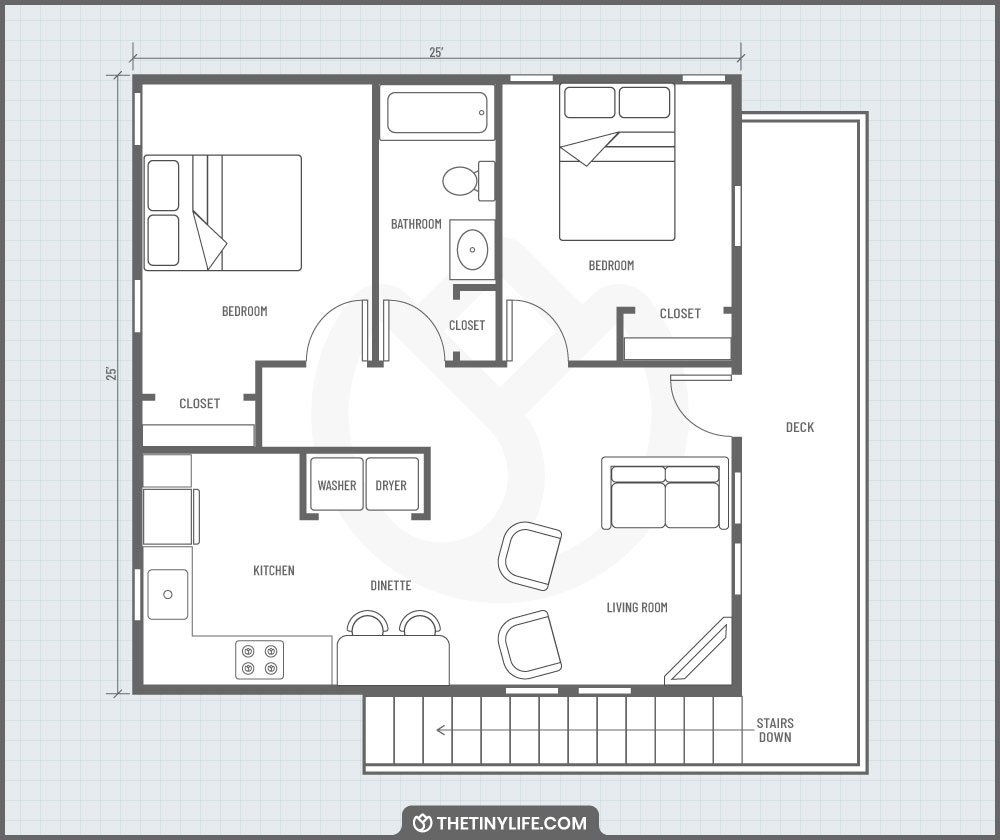 ADU Garage Conversion 2 Bedroom Floor Plan