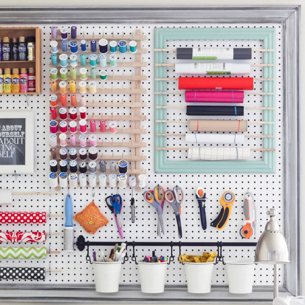 organize and access craft supplies quickly with pegboard