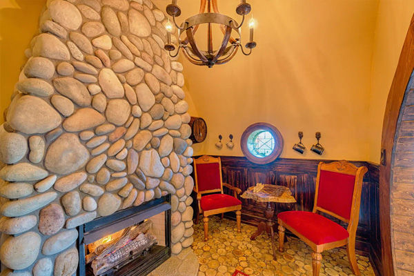 Hobbit House Built Into The Hillside Fireplace