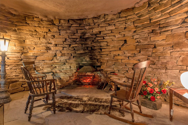 Underground Hobbit House Fireplace