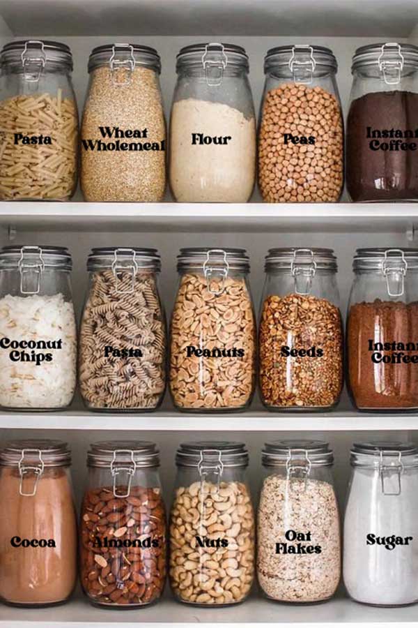 decant pantry items into jars