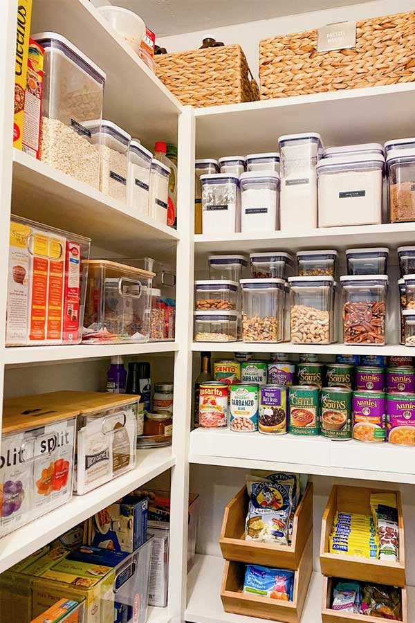 decant pantry items into square containers