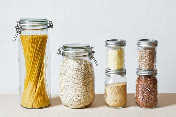storing pasta and rice in containers