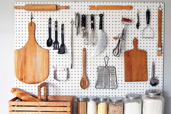 Hang Extra Dishes on Pegboard